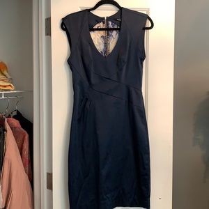 Black Halo Navy Dress with Lace Back